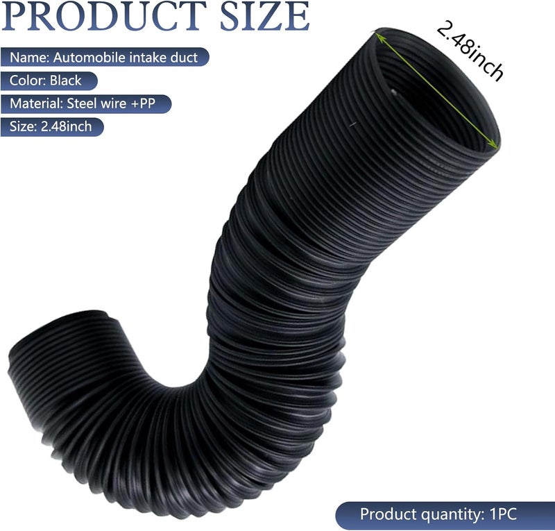 CyperFair Car Air Intake Pipe, 2.4" Anti-leakage Flexible Expansion Hose for Extending to 39 ", Stabilizing Tight Connection Intake Turbo Hose, Universal Modified Accessory for Cars (Black) - Image 2